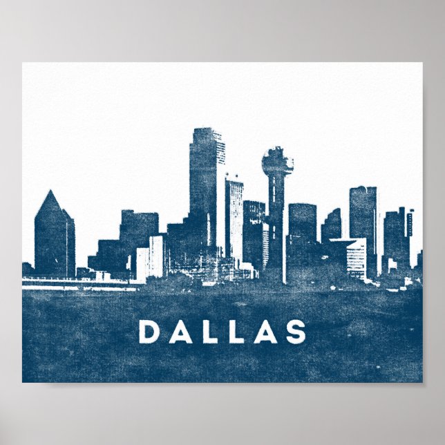Póster Poster de Dallas City Skyline Print Texas (Frente)
