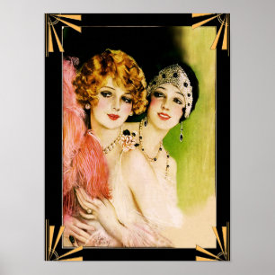 Póster Poster de damas Art Deco Flapper.