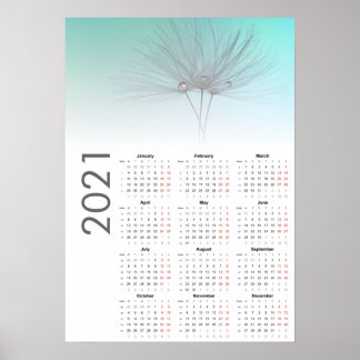 Póster Poster de Dandelion clocks Calendario 2021