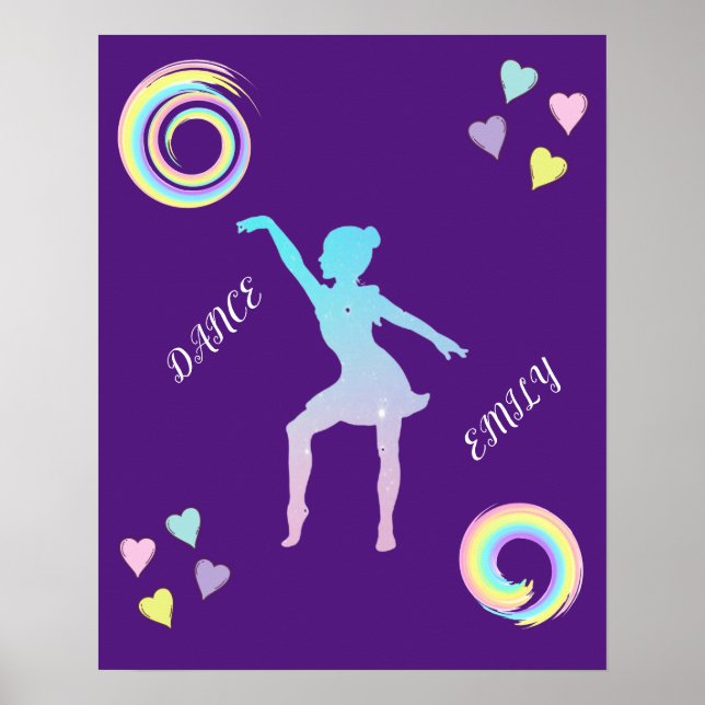Póster Poster de danza con corazones y remolinos. (Frente)