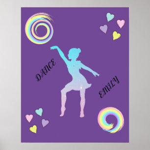 Póster Poster de danza con corazones y remolinos.
