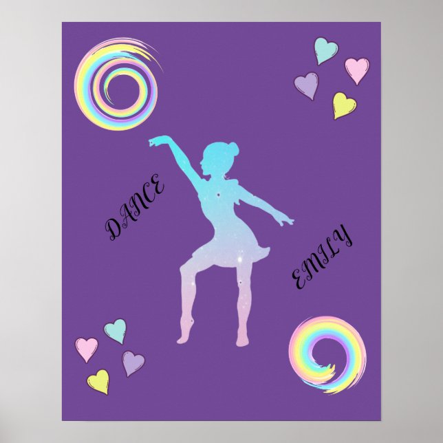 Póster Poster de danza con corazones y remolinos. (Frente)