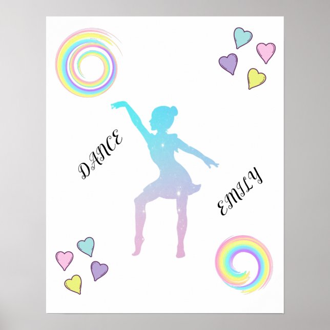 Póster Poster de danza con corazones y remolinos. (Frente)