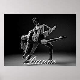 Póster Poster de danza, foto de danza romántica negra y b