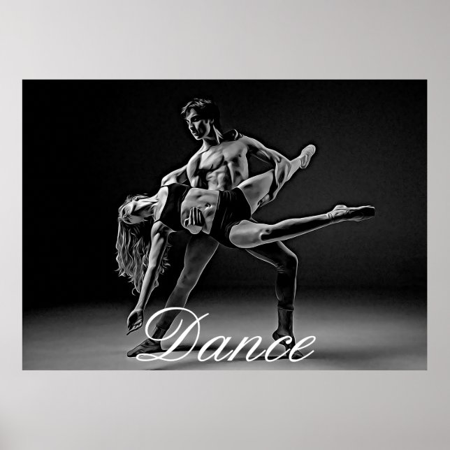 Póster Poster de danza, foto de danza romántica negra y b (Frente)