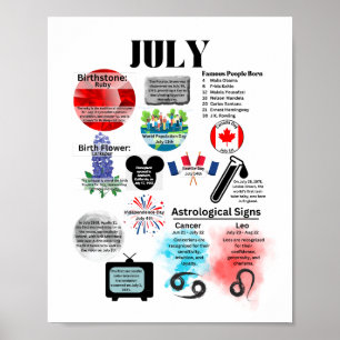 Póster Poster de datos divertidos de julio