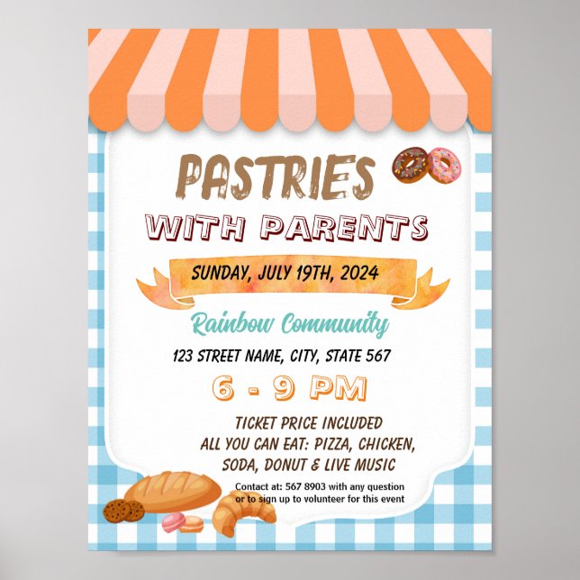 Póster Poster de  de volantes de pasteles para padres (Frente)