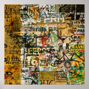 Póster poster de decaimiento de graffiti urbano