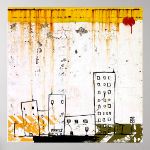 Póster poster de decaimiento de graffiti urbano