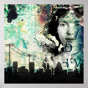 Póster poster de decaimiento de graffiti urbano