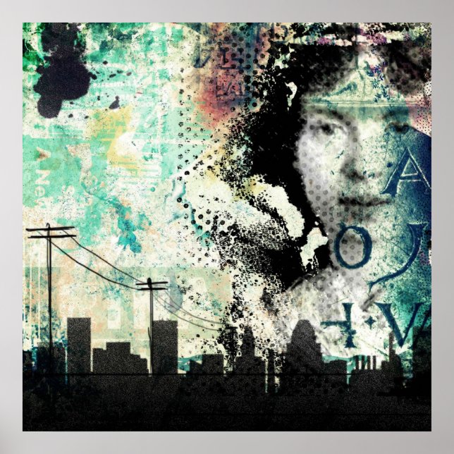 Póster poster de decaimiento de graffiti urbano (Frente)