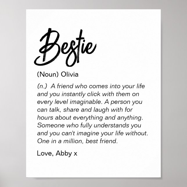 Póster Poster de definición de Bestie regalo de mejor ami (Frente)