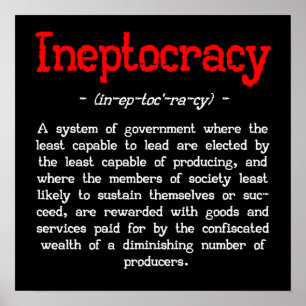 Póster Poster de definición de ineptocracia (pequeño X16"