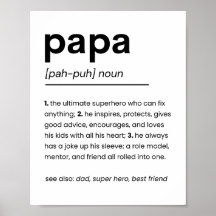 Poster de definición de papá, regalo para papá, Dí