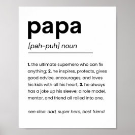 Póster Poster de definición de papá, regalo para papá, Dí
