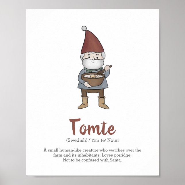 Póster Poster de definición de Tomte Gnome sueco (Frente)
