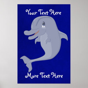 Póster Poster de delfines lúdico juguetón