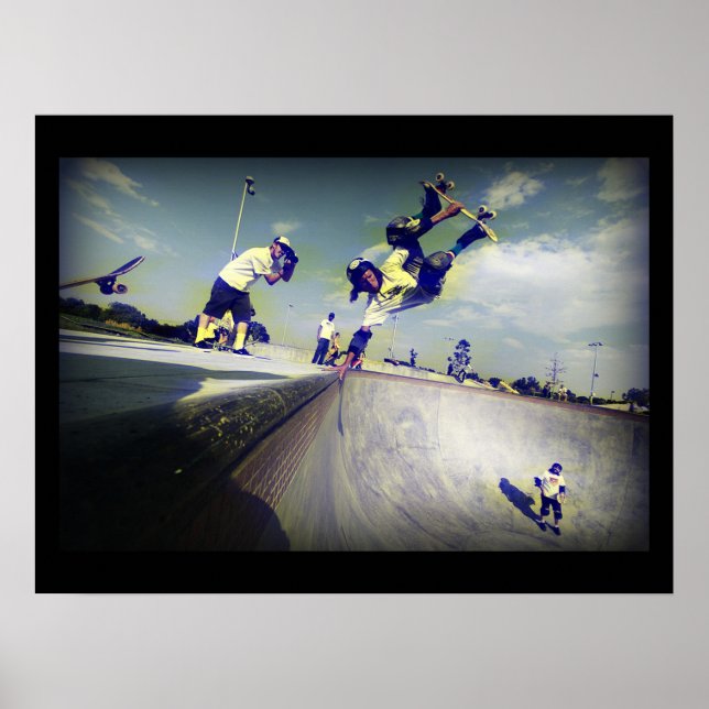 Póster Poster de deportes extremos: Skateboarders haciend (Frente)