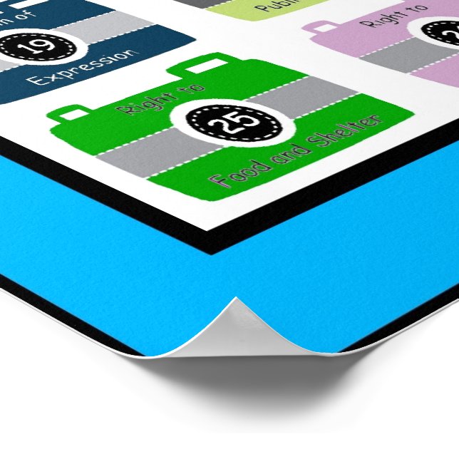 PÓSTER POSTER DE DERECHOS HUMANOS: "BARRA DE 30 ARTÍCULOS (Esquina)