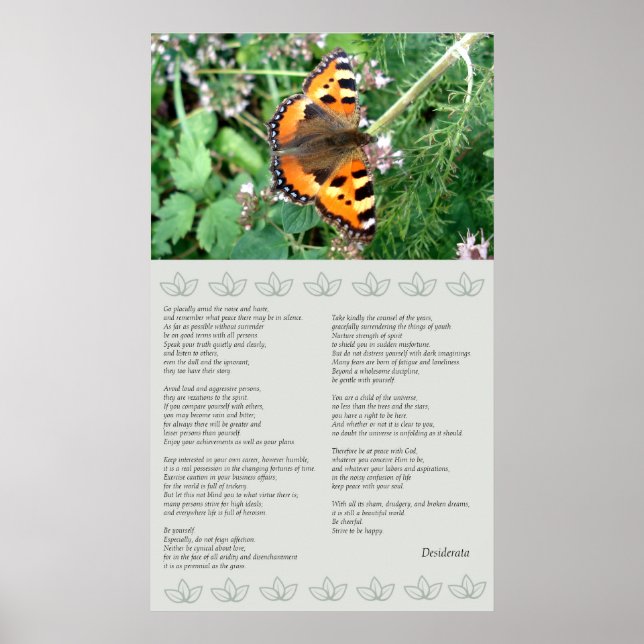 Póster Poster de Desiderata Motivacional de la Mariposa (Frente)
