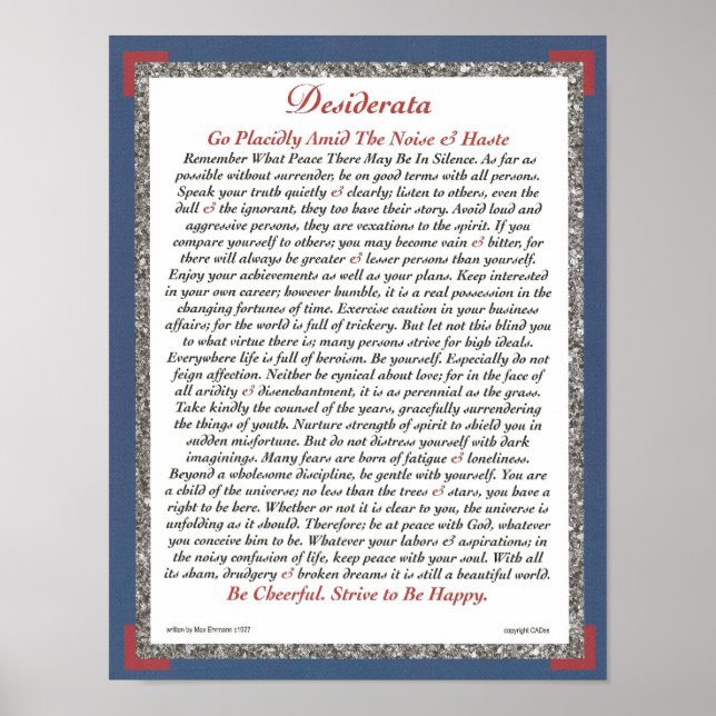 Póster POSTER de DESIDERATA por Max Ehrmann-Executive (Frente)