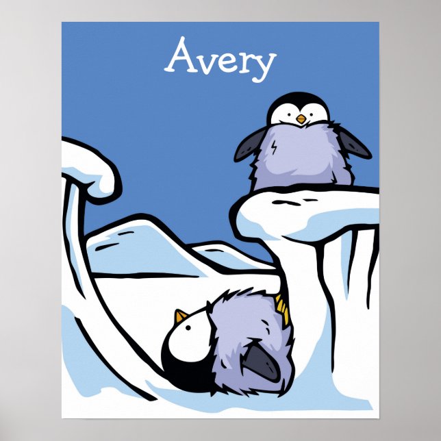 Póster Poster de deslizamiento de pingüino (Frente)