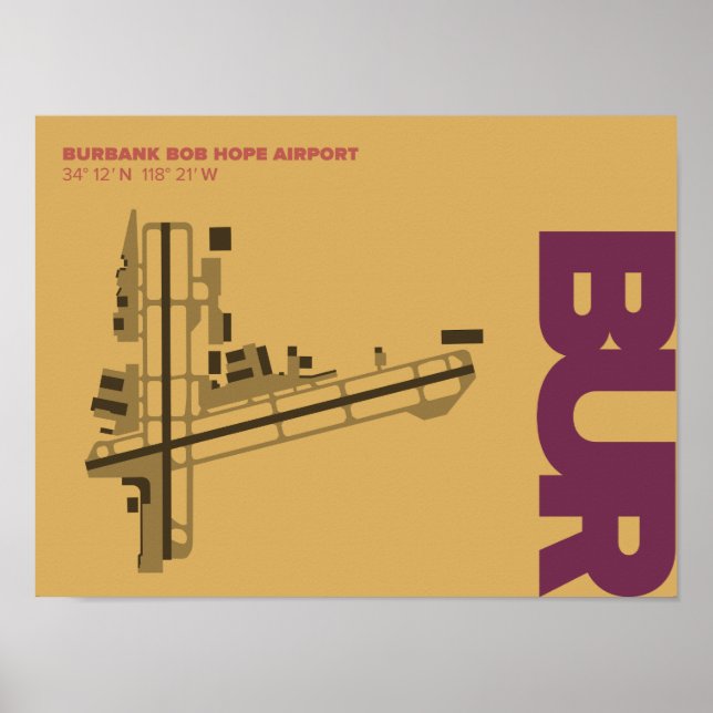 Póster Poster de diagrama del aeropuerto Burbank Bob Hope (Frente)