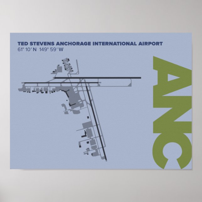 Póster Poster de diagrama del aeropuerto de Anchorage (AN (Frente)