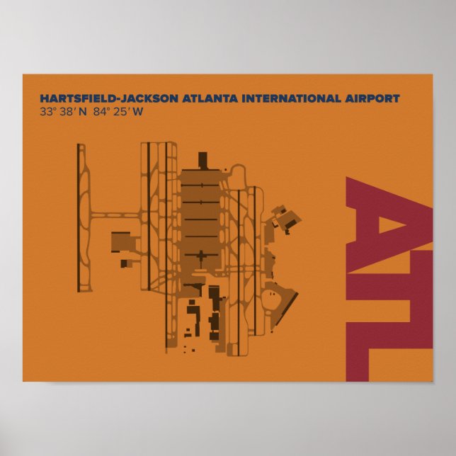 Póster Poster de Diagrama del Aeropuerto de Atlanta (ATL) (Frente)