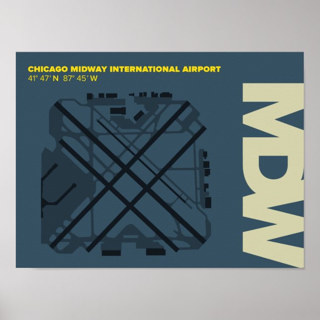 Póster Poster de diagrama del Aeropuerto de Chicago Midwa (Frente)