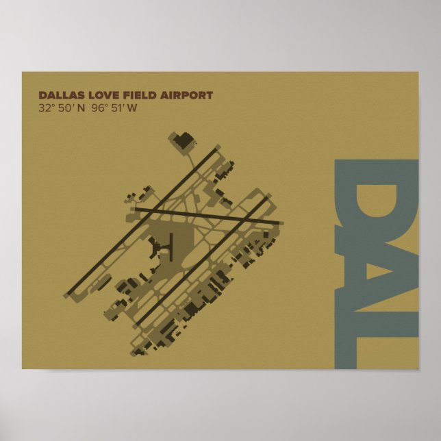 Póster Poster de diagrama del Aeropuerto de Dallas Love F (Frente)