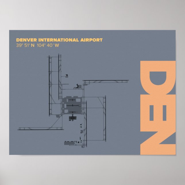 Póster Poster de diagrama del aeropuerto de Denver (DEN) (Frente)