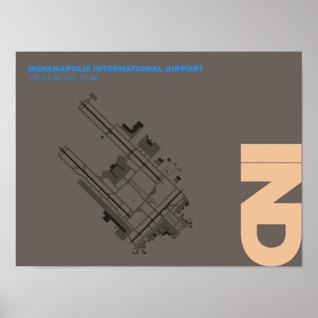Póster Poster de diagrama del aeropuerto de Indianápolis  (Frente)