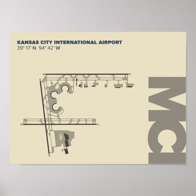 Póster Poster de diagrama del Aeropuerto de Kansas City ( (Frente)