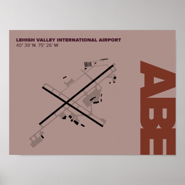 Póster Poster de Diagrama del Aeropuerto de Lehigh Valley (Frente)