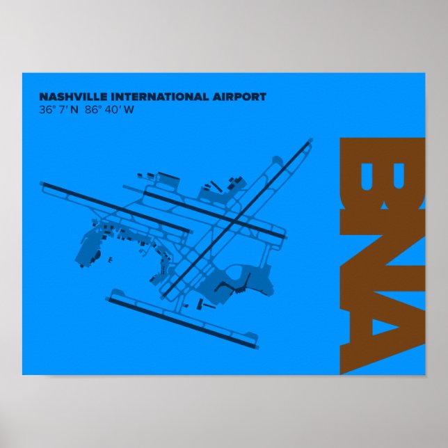 Póster Poster de diagrama del aeropuerto de Nashville (BN (Frente)