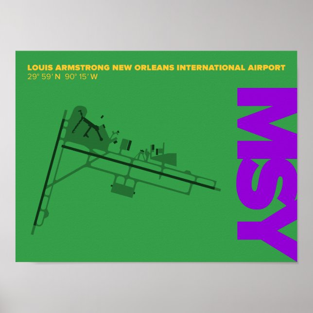 Póster Poster de diagrama del Aeropuerto de Nueva Orleans (Frente)