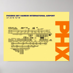 Póster Poster de Diagrama del Aeropuerto de Phoenix (PHX)