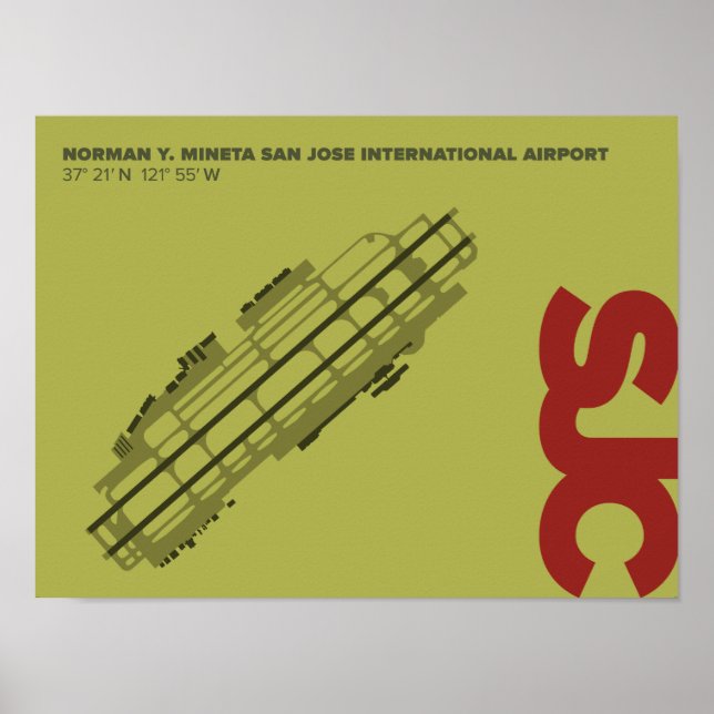 Póster Poster de diagrama del aeropuerto de San José (SJC (Frente)