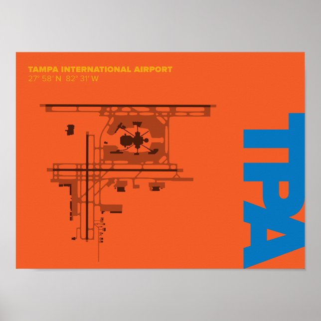 Póster Poster de diagrama del aeropuerto de Tampa (TPA) (Frente)
