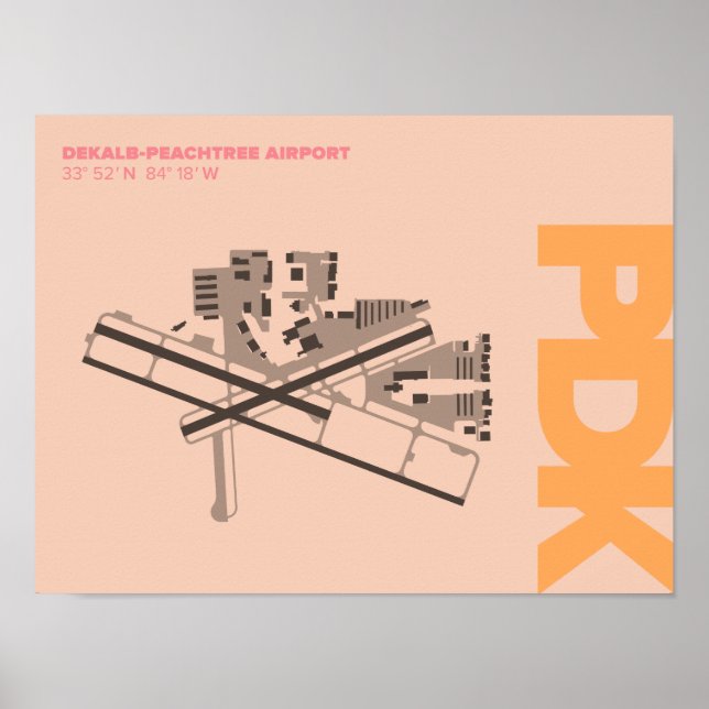Póster Poster de diagrama del aeropuerto DeKalb-Peachtree (Frente)