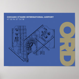 Póster Poster de diagrama del Aeropuerto O'Hare de Chicag