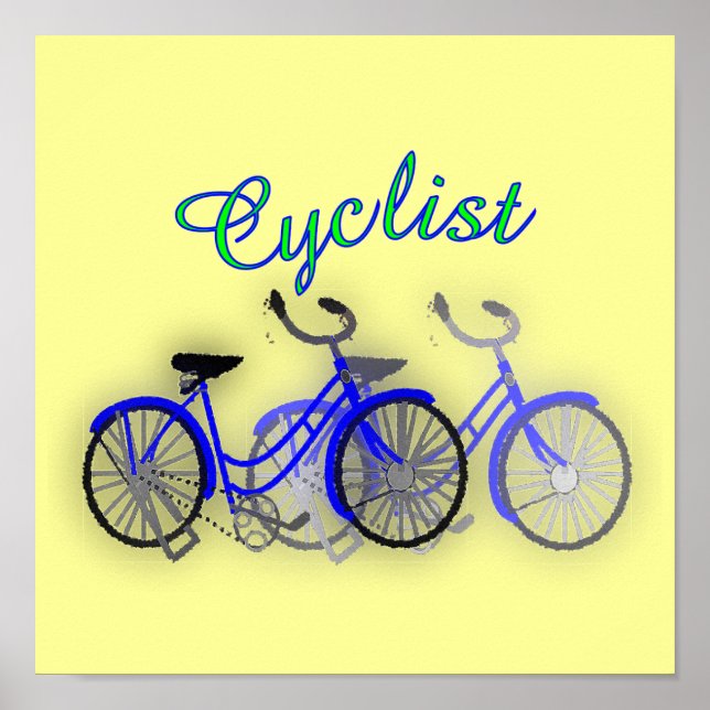 Póster poster de dibujo de acuarela para bicicletas de 19 (Frente)