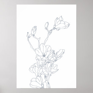 Póster poster de dibujo de flores de magnolia