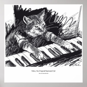 Póster poster de dibujo de gatos de teclado