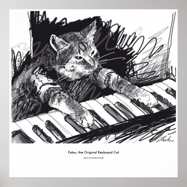 Póster poster de dibujo de gatos de teclado (Frente)