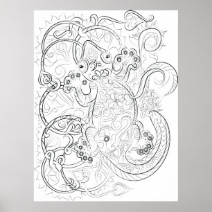 Póster Poster de dibujo de gecko para adultos