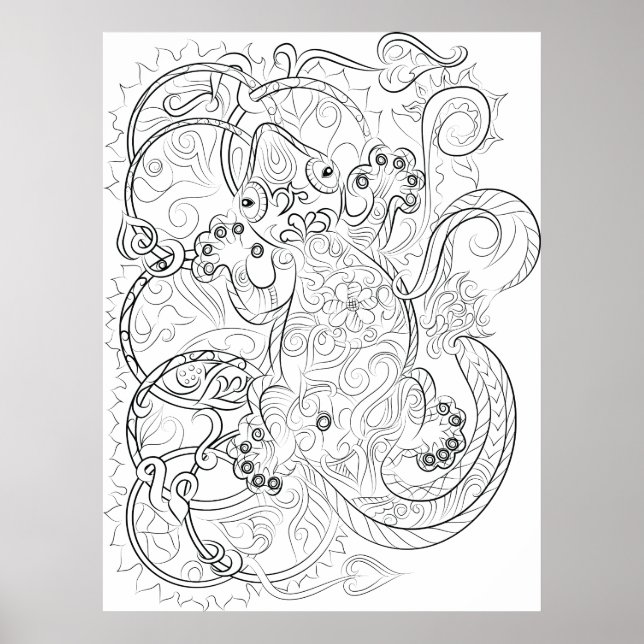 Póster Poster de dibujo de gecko para adultos (Frente)