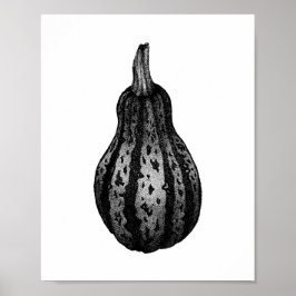Póster Poster de dibujo de la tinta de la calabaza otoñal