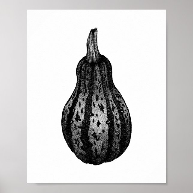 Póster Poster de dibujo de la tinta de la calabaza otoñal (Frente)